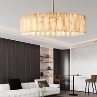 Lustre suspendu VEKO Classic en albâtre avec LED, hauteur réglable, éclairage intérieur, 110V 220V, commande par interrupteur