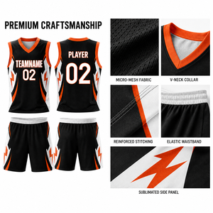 Ensemble d'uniformes de basketball personnalisés par sublimation, <span class=keywords><strong>maillot</strong></span> sans manches respirant en micro-mesh avec short à poches, tenue d'équipe OEM - Product Image 3