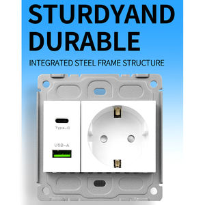 Interruptores y Enchufes <span class=keywords><strong>de</strong></span> Pared Universales para la UE con Control <span class=keywords><strong>de</strong></span> Presión <span class=keywords><strong>de</strong></span> Luz, USB <span class=keywords><strong>Tipo</strong></span>-C, Estándar 86, Irlandés, Europeo, Tailandés, <span class=keywords><strong>de</strong></span> Una Sola Toma - Product Image 2