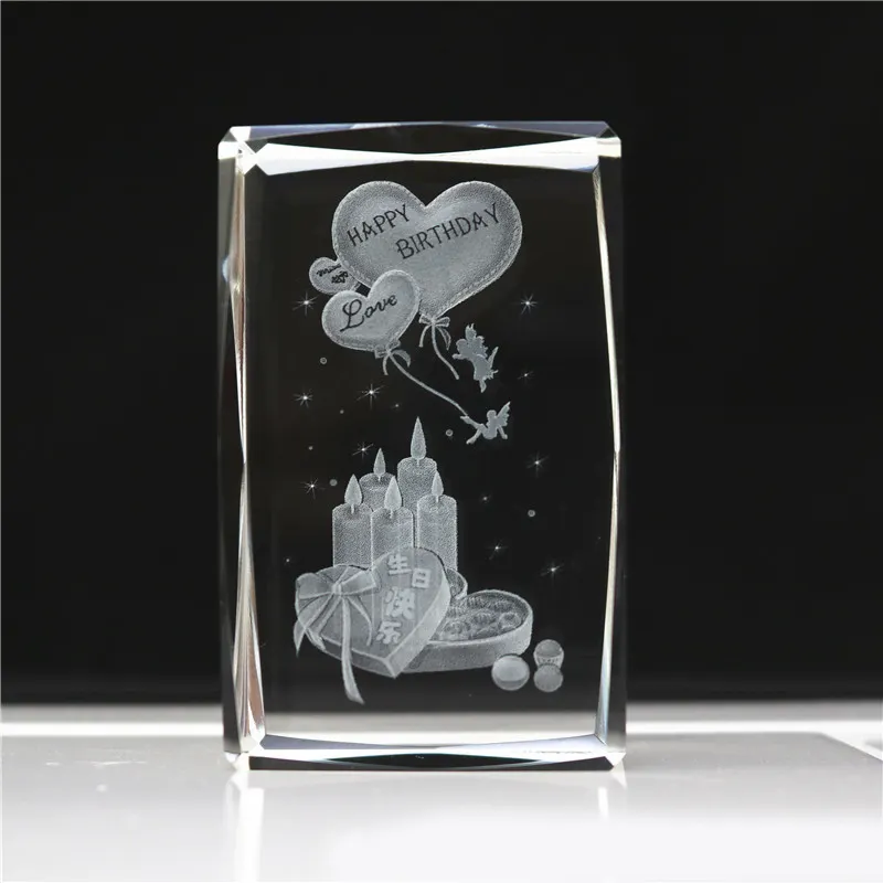 New Custom Crystal Trophy Crafts Wholesale 3d Laser Engraving Crystal Cube Figure Engraving Crystal Souvenir Glass Cube