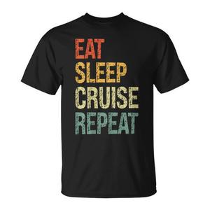 Camiseta Eat Sleep Cruise Repeat para vacaciones en la playa en familia o en pareja - Product Image 1