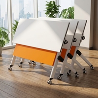Table de formation pliable portable avec cadre métallique, empilable, avec roulettes pour événements hôteliers et séminaires