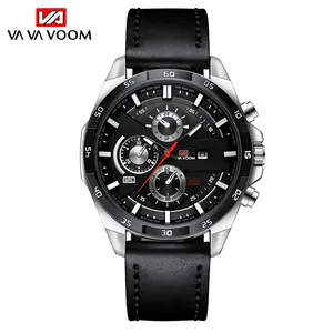 VAVA VOOM VA-216造型师优质石英模拟手表自动日期日历皮革表带手表男士