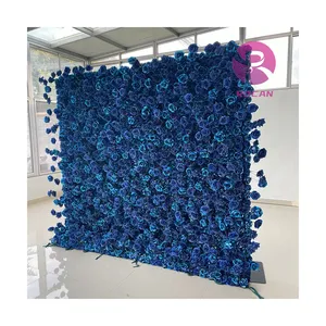 Décoration de fond de mur de fleurs de cobalt bleu royal bleu foncé 8 * 8ft à base de tissu pour la fête de révélation de sexe