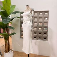 Robe longue sirène pour femme, coupe ajustée, ornée de diamants, dos nu, effet amincissant, style luxe léger