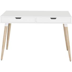Bureau d'ordinateur scandinave Alera, 47,24" x 23,62" x 29,53", blanc/bois beige - Product Image 1