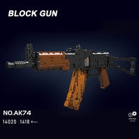 14020 Fusil Automático AK74 para Ensamblar, Modelo de Arma de Fuego de Juguete, Set de Bloques de Construcción Educativos para Niños