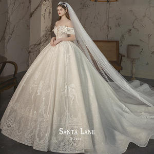 2025 nuovo stile Vintage abito da ballo abito da sposa favola con spalle scoperte abito da sposa pesante strascico lungo di alta qualità - Product Image 3