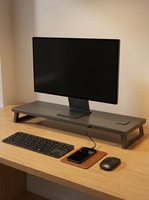 Dudukan Monitor Metal Gaming Esports 550mm, Organizer Meja 1-Tingkat dengan Pengisi Daya Cepat Type-C 30W & Hub USB