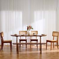 Ensemble de table à manger ovale extensible en bois de style nordique moderne de luxe pour usage hôtelier, assemblé
