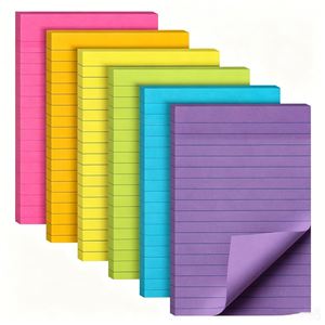 6 paquets de blocs-notes adhésifs multicolores lignés 10x15cm, épais, résistants à l'encre, autocollants, grand format, pour étudiants, pour le tri des erreurs - Product Image 4