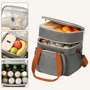 Bolsa de almuerzo de doble capa, bandolera aislada de gran capacidad para viajes y picnics al aire libre - Product Image 1