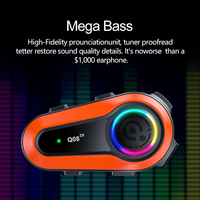 Q08 2X Headset Bluetooth Helm Sepeda Motor BT5.0 Interkom 2 Orang IPX6 Pemutar Musik Tahan Air Mega Bass Jawaban Otomatis Lampu RGB