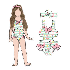 Vente chaude Été Cool et Doux Flamingo Imprimé Filles Maillots <span class=keywords><strong>De</strong></span> <span class=keywords><strong>Bain</strong></span> Ensemble avec <span class=keywords><strong>Bandeau</strong></span> pour Enfants - Product Image 6