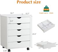 Classeur de bureau en bois à 5 tiroirs-rangement de bureau mobile, bureau d'imprimante de stockage vertical pour les bureaux à domicile