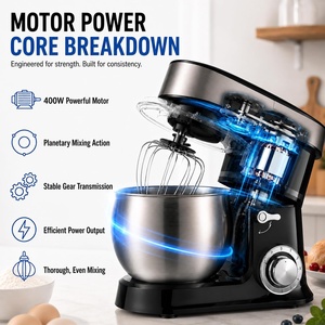 Batidora Eléctrica de 5L para Masa de Pan y Pasteles, de Acero Inoxidable, con Soporte, para Uso Doméstico - Product Image 2