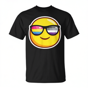 T-shirt Panromantic Asexual Pride avec motif d'émoticône avec lunettes de soleil, taille adulte unisexe - Product Image 2