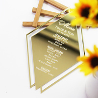 Invitation de mariage acrylique de découpe laser en forme de diamant de luxe Carte de menu de mariage en acrylique or estampillée en blanc