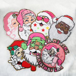 Customizable Chenille Iron-On Patches High Quality Christmas Embroidered Patch with Glitter Heart Flower Shape for Clothing Hat - Product Image 6