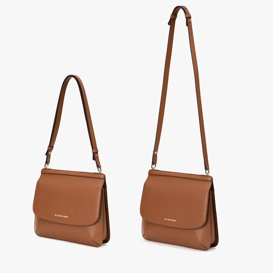 2023 Fashion Luxury Full Grain Soft Genuine Leather Handbag Ladies Designer Brown Crossbody shoulder Bag For Women