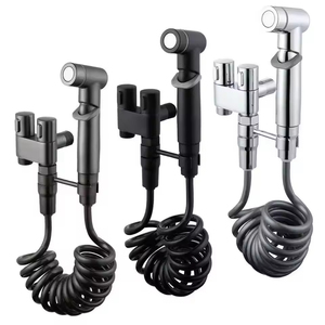 Ensemble de pulvérisateur de bidet portatif en ABS pour salle de bain avec robinet d'angle en acier inoxydable et pression réglable pour toilettes - Product Image 2