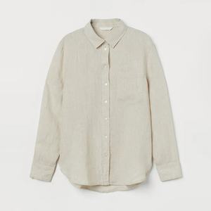 Camisa de Lino Ligera y Transpirable de Alta Calidad para Mujer, Casual, Beige, Blanca, Manga Larga, de Lujo, con Botones - Product Image 5