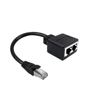 مصنع تعزيز RJ45 8P8C الذكور إلى 2 شاحن أنثي شبكة إيثرنت محلية تمديد الخائن كابل القط 7