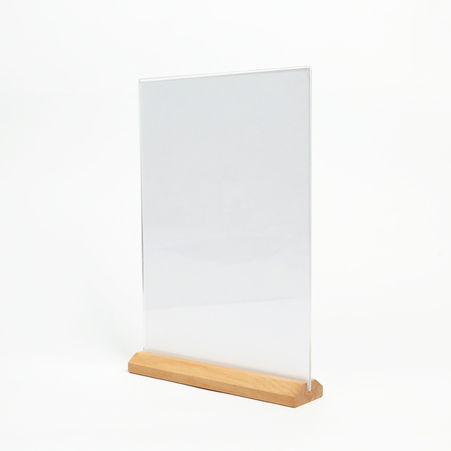 Wholesale High Quality A4 /A5 / A6 One Side T Shape Acrylic Sign Holder Custom Horizontal Acrylic Display Stand