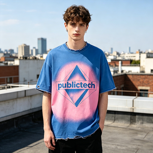 2026 Trend Custom Screen Print Unisex 100% Cotton Street Wear Distress Round-neck Graphic Letters Digital Print T-Shirt for Men - Product Image 3