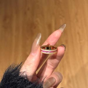 Dylam mới 5A Màu Đỏ Cubic Zirconia Stackable 925 sterling Silver mạ Vàng nhẫn trang sức phụ nữ - Product Image 6