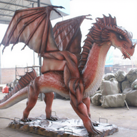 Modèle d'animatronique Dragon de Flamme pour Décorations de Casino, Expositions de Monstres Mythiques Extérieurs à Effet de Feu, Fabriqué pour la Vente