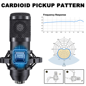 Wholesale Kit Sound Card Studio <b>Mic</b> Stand Recording Audio Condenser Microphone Set for Karaoke Podcast Live Streaming - Product Image 1