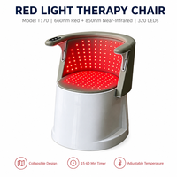 Chaise de luminothérapie rouge T170 avec 320 LED, minuterie, panneau lumineux chauffant pour le bas du dos et les hanches, appareil de luminothérapie rouge pliable pour utilisation assise