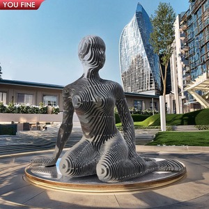 Youfine ngoài trời BIỆT THỰ VƯỜN trừu tượng hiện đại ngồi nữ lát tượng thép không gỉ biến mất tác phẩm điêu khắc - Product Image 6