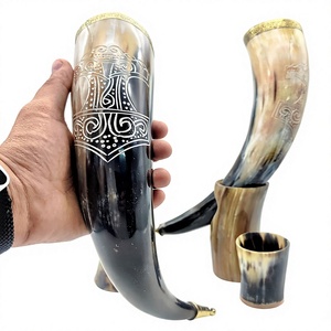 Handcrafted Natural <b>Horn</b> <b>Drinking</b> <b>Horn</b> with Brass Tip – Polished Viking <b>Horn</b> Cup for Medieval Festivals, & Rustic Decor - Product Image 4