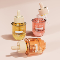 Emballage cosmétique de luxe en verre, flacon compte-gouttes pour sérum blanc 30 ml, finition mate givrée, impression sérigraphique 3D, logo personnalisé, sérum pour soins de la peau