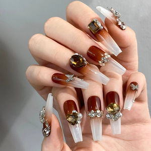 2025 nuevos productos terminados de estilo <span class=keywords><strong>Mirad</strong></span>-Decoraciones de uñas cuadradas gruesas de ángulo recto largo-diamante apilado de cristal súper brillante - Product Image 5