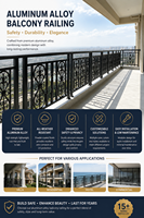 Rampe de balcon en alliage d'aluminium sur mesure, clôture décorative européenne, 6 pieds, garde-corps de jardin de villa de luxe