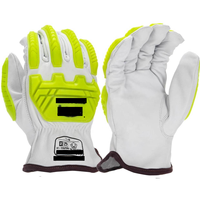Gants de travail de sécurité pour mécanicien en cuir de chèvre HPPE doublure anti-coupure dos en caoutchouc gants de travail de protection contre les chocs des champs pétrolifères