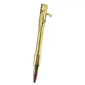 ACMECN Vintage tüfek tarzı mermi tükenmez kalem 44g Metal ağır özel tasarım kişiselleştirilmiş silah şekilli altın tükenmez kalem kitleri