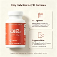 LUVVITA Complément alimentaire à base de plantes en gros Happy Saffron Plus 90 capsules végétales Extrait de safran Curcumine Zinc Concentration mentale Énergie pour adultes