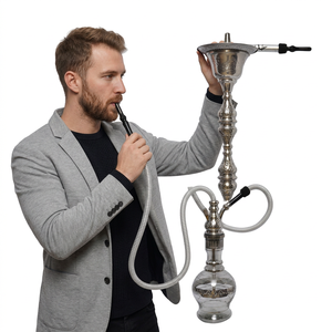 Authentique chicha égyptienne Khalil Mamoon, finition cuivre avec noyau en laiton massif, tuyau assorti et plateau large - Product Image 2