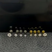 Tête de piercing CZ en titane ASTM F136 G23 à insertion sans filetage pour labret, tous types de piercings d'oreille, de lèvre et bijoux de piercing corporel