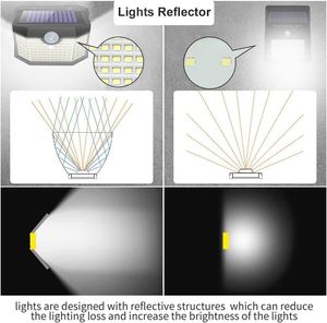 Lampe solaire murale à 120 LED avec détecteur de mouvement, 3 modes d'éclairage, étanche IP65, pour jardin, patio, cour - Product Image 5