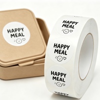 Autocollants personnalisés pour boîtes bento, rouleaux d'étiquettes en papier synthétique imperméable, pelliculage mat, pour emballage alimentaire