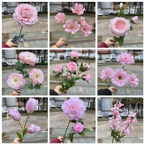 LUYI - <span class=keywords><strong>Flores</strong></span> Artificiales de la Serie Rosa al por Mayor, Decoración para Bodas, Arreglos Florales, Serie Azul Marino Real y Fucsia Empolvado - Product Image 6