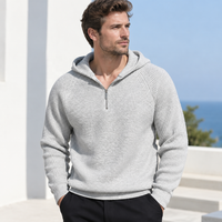Pull à capuche mi-zippé personnalisé OEM pour homme, coupe ample style coréen, tricoté, pour automne-hiver, vêtement d'extérieur décontracté, vente en gros