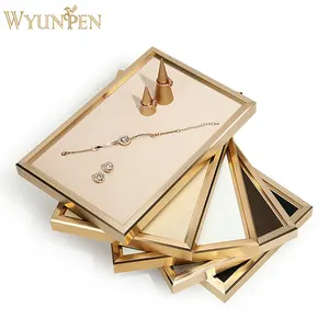 Wyp Groothandel Sieraden Displays Custom Luxe Stapelbaar Gouden Sieraden Organizer Tray Voor Ring Ketting Showcase