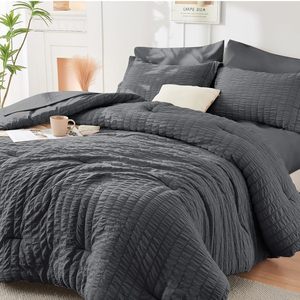 Tất cả các mù<span class=keywords><strong>a</strong></span> sang trọng giường trong một túi cho phòng ngủ Nữ Hoàng Comforter Bộ seersucker 7 miếng bộ đồ giường thiết lập với <span class=keywords><strong>comforters</strong></span> - Product Image 1