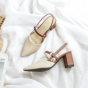 Sandalias de tacón de verano para <span class=keywords><strong>mujer</strong></span>, a la moda, estilo cyber celebrity, con tacón grueso y talón descubierto, para comercio exterior. - Product Image 1